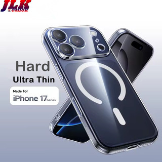 [JLK] Ốp từ tính trong suốt màu trơn đơn giản cho iPhone 17 Air 16 15 14 13 12 11 Pro Max Plus Vỏ giáp PC cứng pha lê siêu mỏng