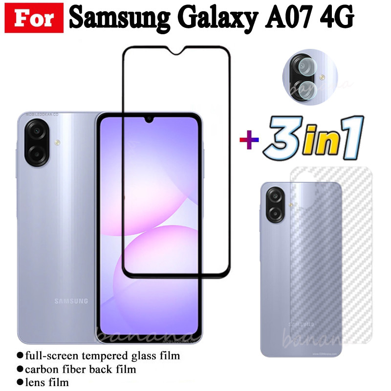 ​​​​​​​Phim Kính Cường Lực 3 TRONG 1 Samsung Galaxy A07 Cho Samsung A07 A17 A06 A16 A05 A15 A05S Full Cover Kính Bảo Vệ Màn Hình + Phim Ống Kính Máy Ảnh + Phim Mặt Sau