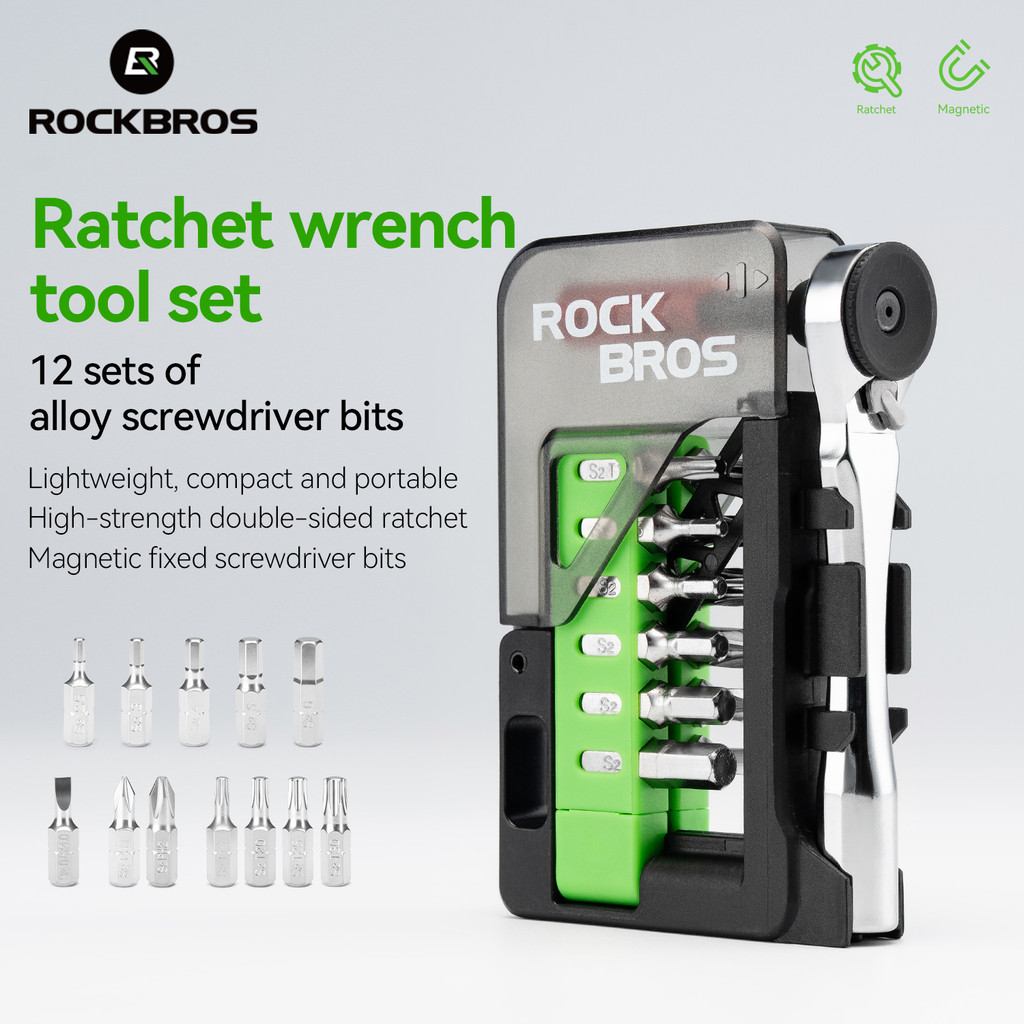 ROCKBROS Bộ Cờ Lê Ratchet 12 Chiếc Hợp Kim Nhôm Di Động Hai Chiều Ratchet Đi Xe Đạp Bộ Dụng Cụ Sửa Chữa