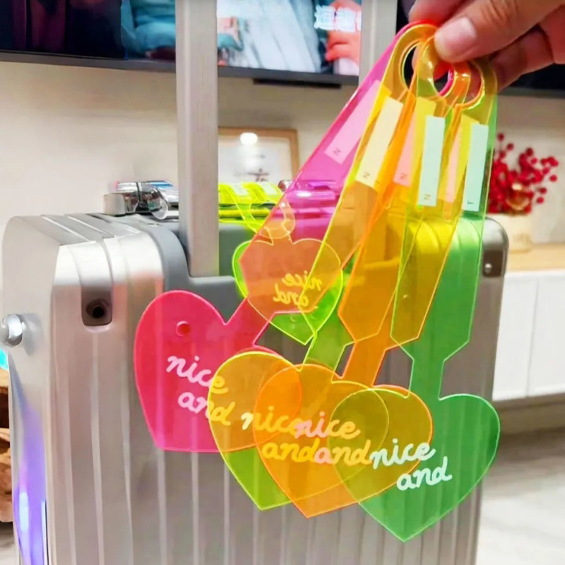 2 Chiếc Thẻ Hành Lý Màu Huỳnh Quang Chống Mài Mòn Chống Mất Nhãn Màu Sắc Tươi Sáng Thẻ Túi Linh Hoạt