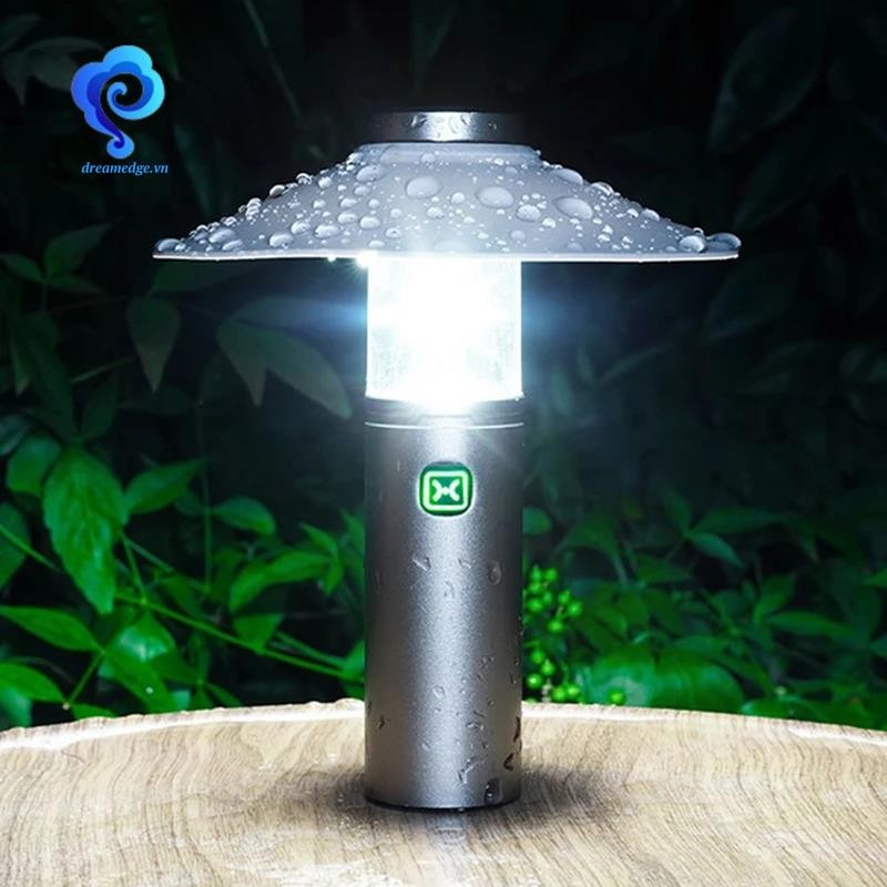 Đèn cắm trại LED đa chức năng có thể sạc lại qua cổng Type-C, phù hợp cho chiếu sáng trong lều khi cắm trại