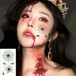 Đầu đề: Decal Hình Xăm Phát Quang Halloween Cho Người Lớn Và Trẻ Em - Thiết Kế Bí Ngô & Nhện