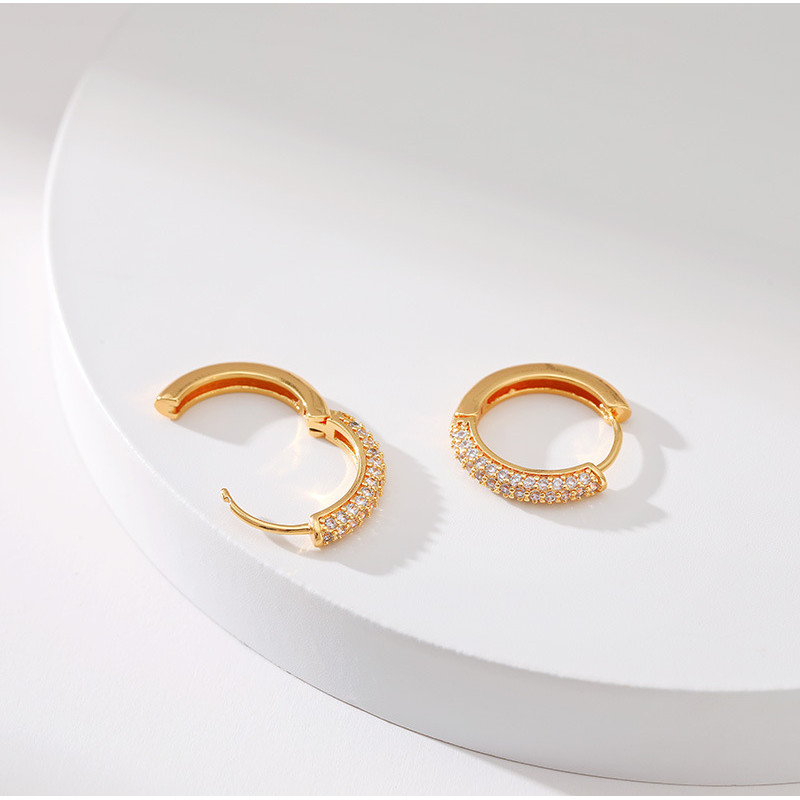 Vòng bông tai cổ điển hình tròn đính đá zirconia nhiều màu, dành cho nữ