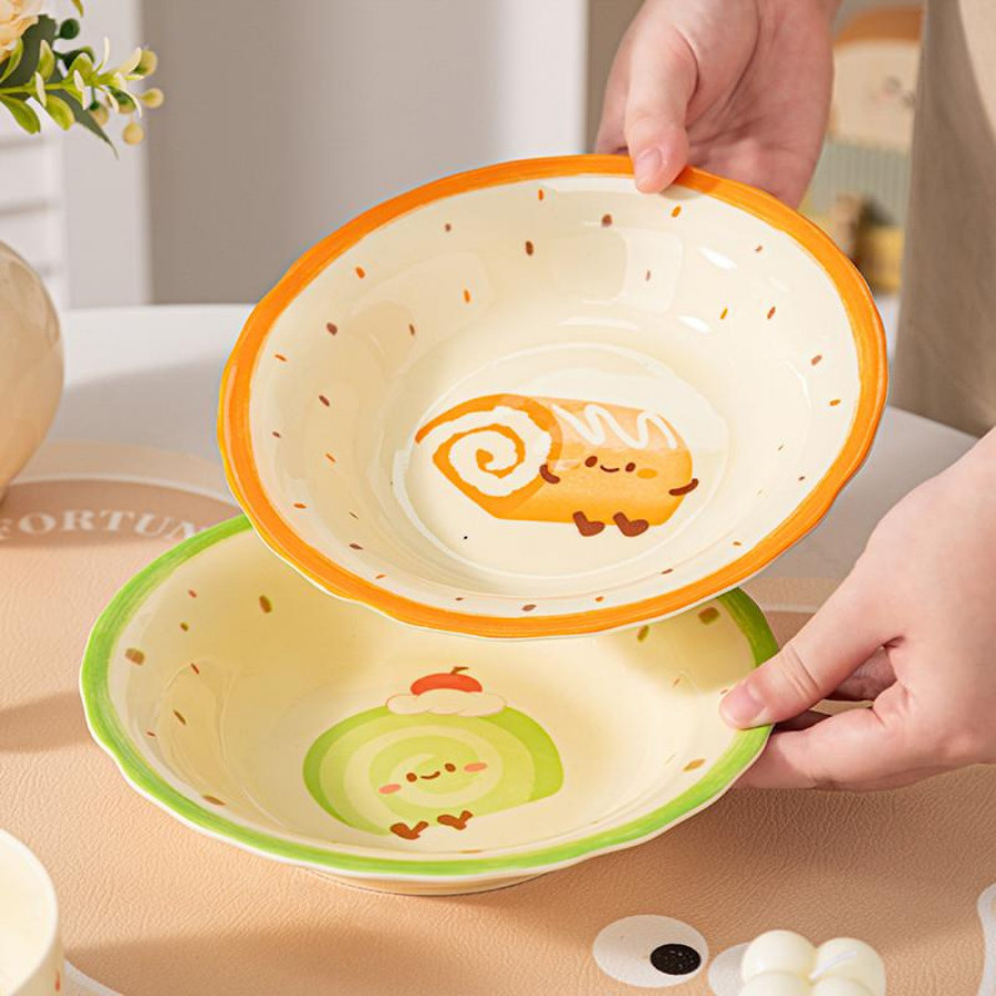 Đĩa Sứ Tráng Men Cao Cấp, Đĩa Sứ In Hình Dễ Thương SET020