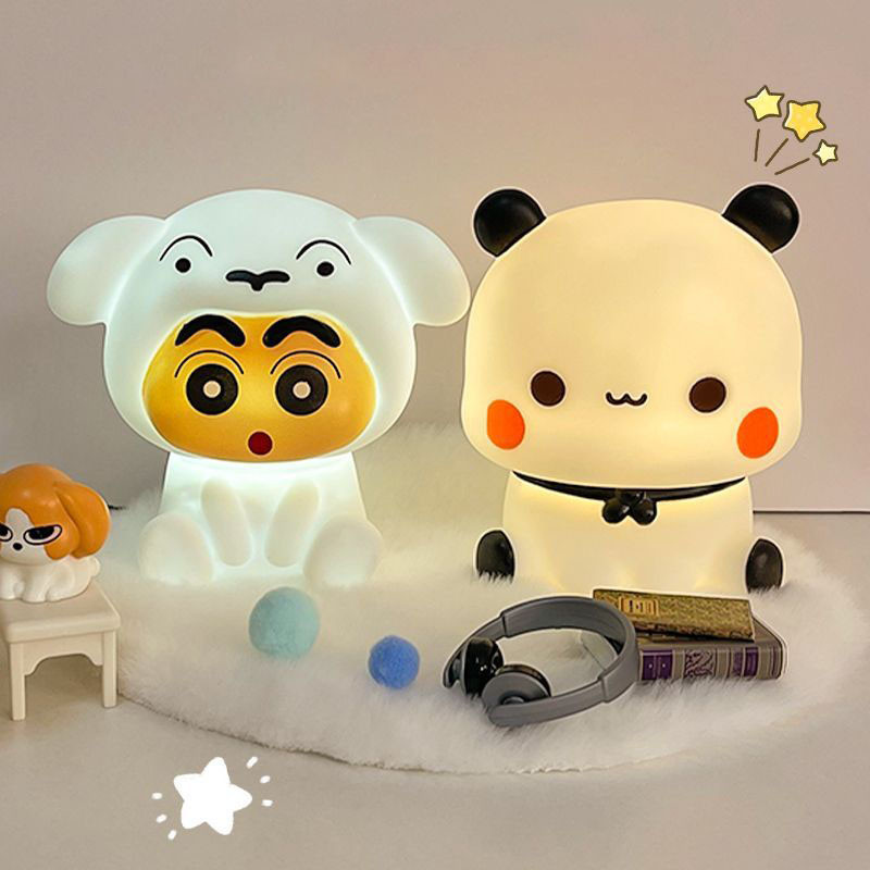 Crayon Shin-Chan Panda Yier Bubu Đèn Ngủ Phát Sáng Đồ Chơi Dễ Thương Đèn Ngủ Sinh Nhật Trẻ Em Quà Tặng Giáng Sinh