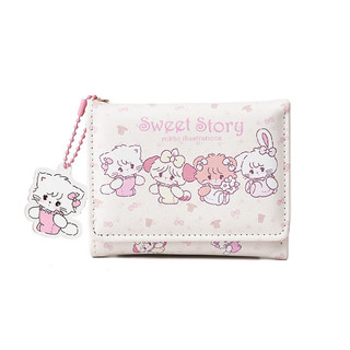 Hoạt Hình Ngọt Ngào In Hình Động Vật Ví Nữ Vuông Dễ Thương Mini Trifold Ví Tiền Mặt Tiện Lợi