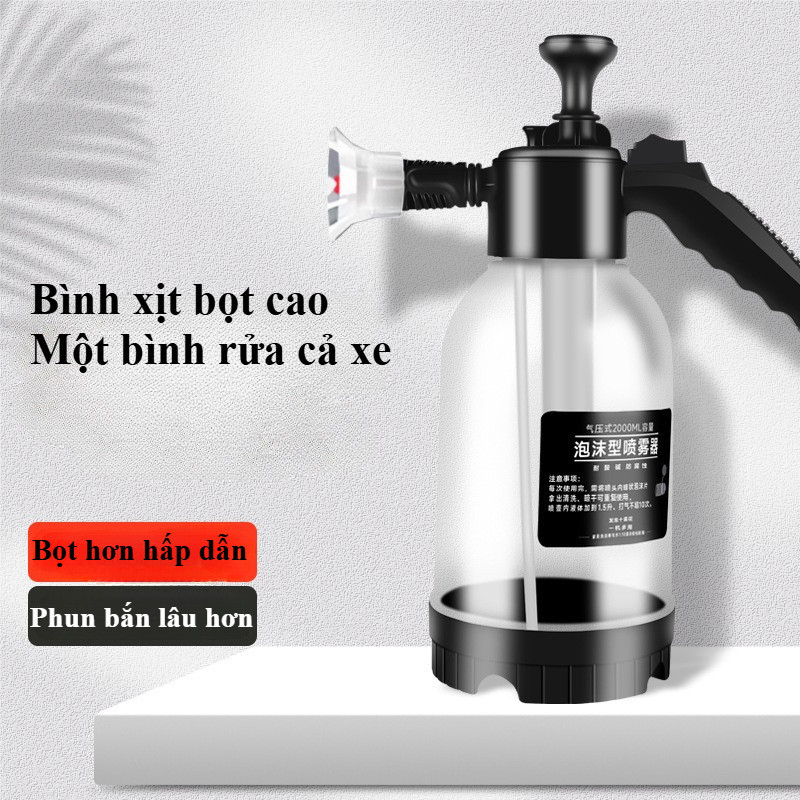 Bình phun tạo bọt cầm tay, Bình xịt tạo bọt tuyết rửa xe cầm tay, Tạo Bọt Nhiều, dung tích 2 lít