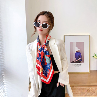 Khăn quàng cổ mỏng họa tiết thời trang, phong cách Hàn Quốc, kích thước 70x70cm dành cho nữ