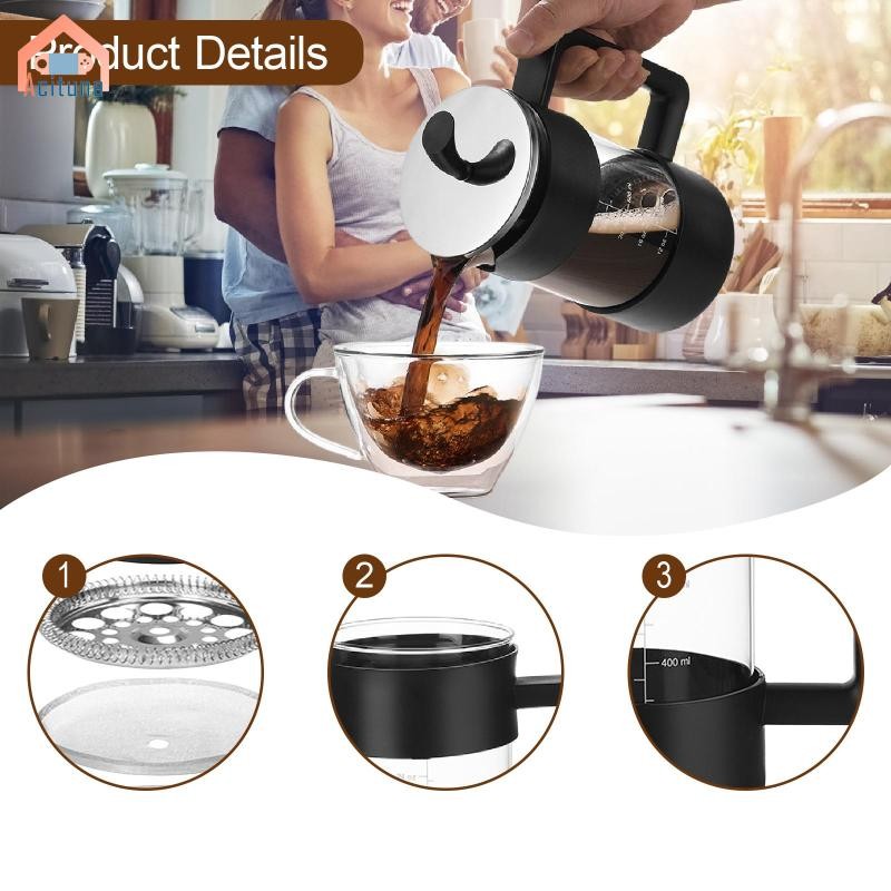 Máy pha cà phê Acutuna Ấm trà Quà tặng sinh nhật Ấm trà Thủy tinh Dễ dàng làm sạch Máy ép cà phê có cho thanh du lịch Nhà bếp