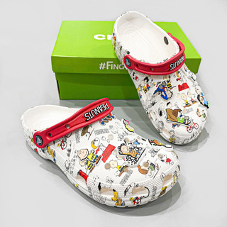 Dép sục classic peanuts cao cấp, sục peanuts unisex nam nữ tặng kèm set jibbitz trang trí, sục trắng quai đỏ họa tiết