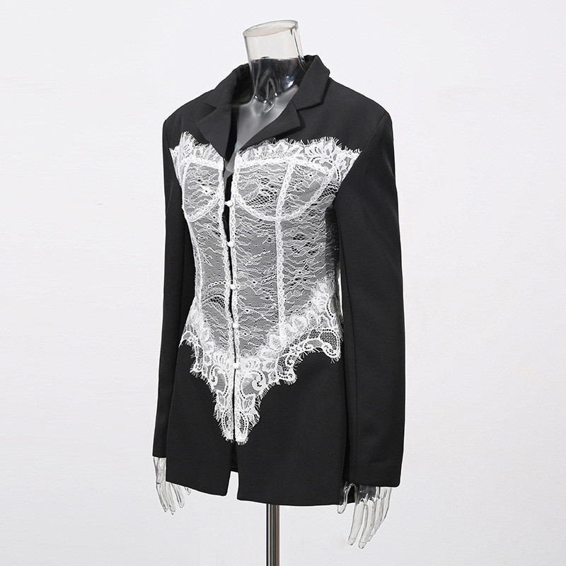 Áo Khoác Corset Cao Cấp Made from Ren Xương Cá, Phù Hợp Mùa Hè 2025, Cổ Chữ V, Tay Dài, Màu Trơn