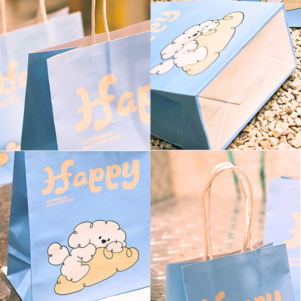 Túi giấy Happy xanh 2 size TU74 Đựng quà, mỹ phẩm, thời trang, đồ ăn cho bạn nữ, bạn gái