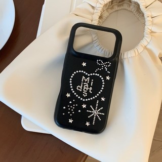 Kim Cương Hàn Quốc Đinh Tán Ngôi Sao Trái Tim Tình Yêu Da PU Ốp Lưng Điện Thoại iPhone 17 17Pro 17Promax 13 14 15 16 Pro Max Chống Sốc Ngọt Ngào Nữ Tính Vỏ Di Động