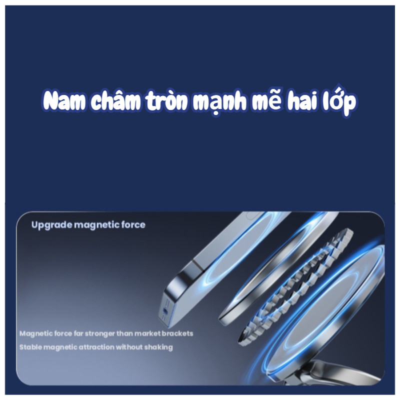 Giá Đỡ Điện Thoại Ô Tô Từ Tính 360° - Đế Hút Chân Không Chắc Chắn, Điều Chỉnh Linh Hoạt, Chống Rung Hiệu Quả