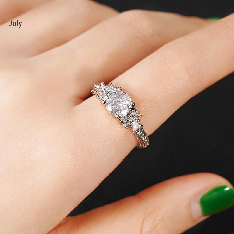 Nhẫn đính hôn bạc Zircon màu trắng, phù hợp cho đám cưới và kỷ niệm