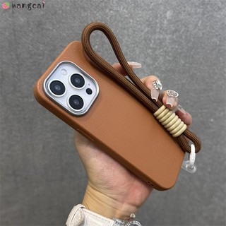 Dành Cho Xiaomi 17 15T 15 14T Pro Max Poco C85 C85X C71 5G 4G Ốp Điện Thoại Có Dây Đeo Kết Cấu Vải Lanh Nâu Đơn Giản Kinh Doanh Vỏ Mềm