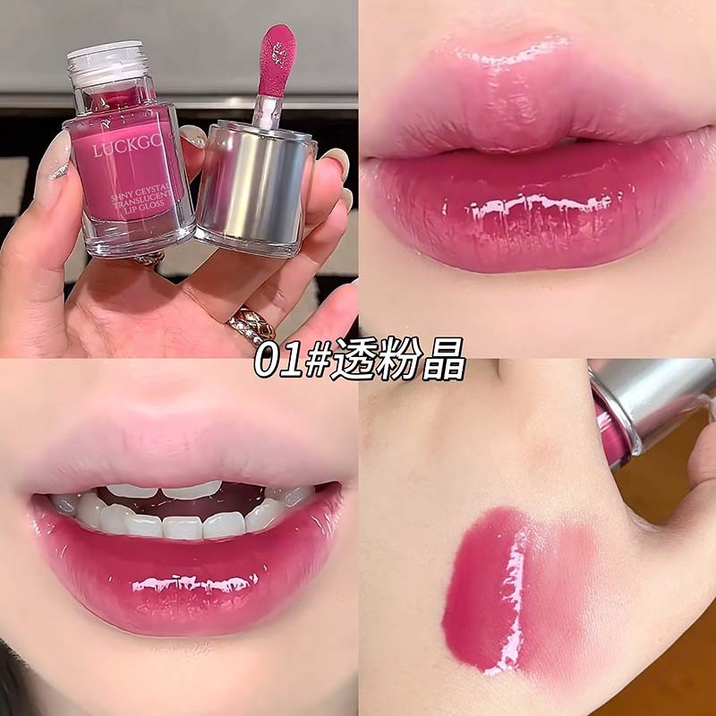 LUCKGO Shining Crystal Trong Suốt Son Bóng Dưỡng Ẩm Gương Dưỡng Ẩm Lớp Giả-Makeup Thu Đông Trang Điểm Làm Đẹp Son Môi