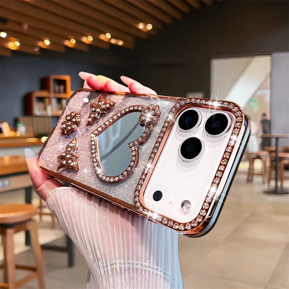 Ốp điện thoại gương 3D sang trọng cho iPhone 17 Pro Max 16 11 12 13 14 15 Pro Max Air 15 16 plus Bảo vệ Camera ống kính Vỏ chống sốc Vỏ mềm TPU Vỏ bảo vệ điện thoại