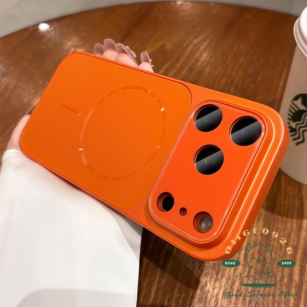 【 Ốp lưng iPhone17 】 Vỏ điện thoại từ tính mờ dạng lỏng màu cam iphone17 Pro Max 16 15 14 13 cho vỏ iPhone Vỏ mềm silicon TPU chống sốc