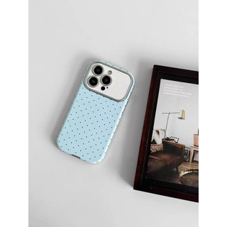 Màu xanh chấm bi + nơ buộc bóng cho iphone17 16promax 15promax 12 / 13 / 14 / 15 / 16 17pro iphone11promax ốp lưng TPU iphone mới chống bụi
