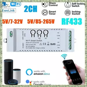 Công tắc thông minh WiFi 2CH Hẹn giờ DIY 7-32V 2.4G WiFi + RF433 + Mô-đun tự động hóa gia đình BT cho gia đình IFTT Dễ dàng cài đặt