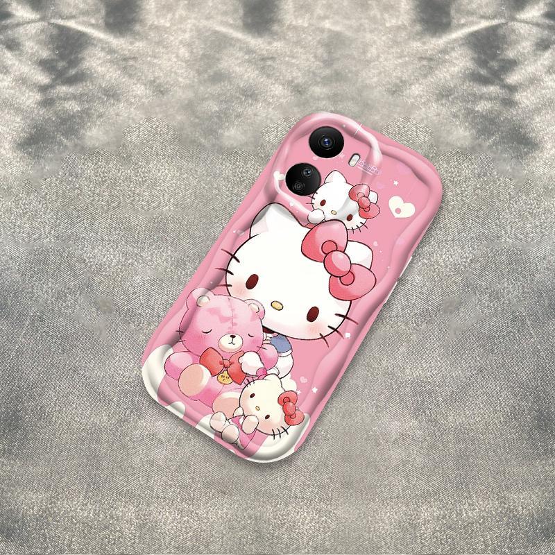 Vỏ Silicon Hoạt Hình Cho Redmi 13C / POCO C65 Vỏ Điện Thoại Mềm 3D TPU Kitty Sinh Viên Chống Sốc Ốp Lưng