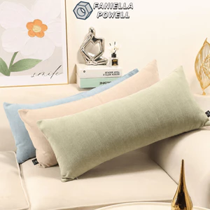Vỏ gối dài FANIELLAPOWELL, Vỏ gối thắt lưng màu trơn bằng vải mềm, Vỏ gối sang trọng 35 * 90cm tại nhà