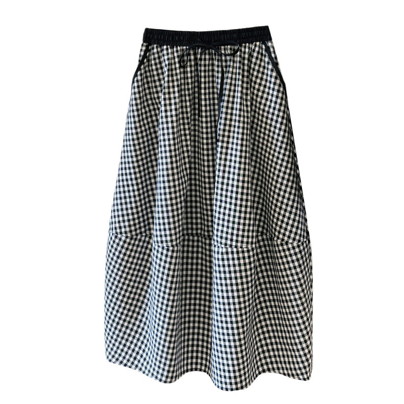 Năm nay Phổ Biến Đẹp Muối Phong Cách Mặc Nhẹ Trưởng Thành Retro Kẻ Sọc Bud Váy Vải Lanh Cotton Váy Cocoon Thường Ngày26061705
