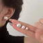 Bông tai ngọc trai nữ mạ vàng kim tròn phẳng phong cách Wandai