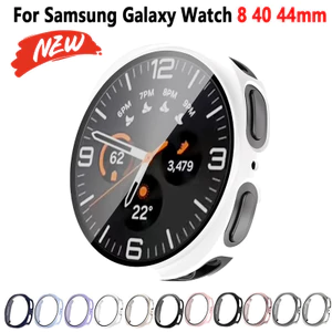 Kính PC cứng + ốp lưng Dành cho Samsung Galaxy watch 8 40mm 44mm Tấm bảo vệ màn hình cường lực toàn diện