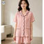 Quần short ngắn tay viền lượn sóng dành cho nữ Bộ đồ ngủ bằng vải Cotton nguyên chất / Bộ đồ ngắn tay có ve áo mùa hè / Quần áo đi chơi thời trang mềm mại thoải mái