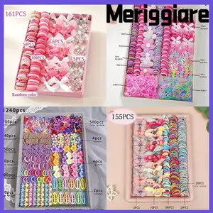 Bộ Phụ Kiện Tóc MERIGGIARE, Dây Buộc Tóc Nữ Co Giãn Cao Cấp Nhiều Màu Sắc, Hoa Không Tổn Thương Dây Buộc Tóc Bé Gái Trẻ Em