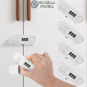 Khóa an toàn cửa tủ FANIELLAPOWELL, Khóa mật khẩu ngăn kéo DIY chống trộm, Bảo vệ trẻ em bằng nhựa đa chức năng Không đục lỗ