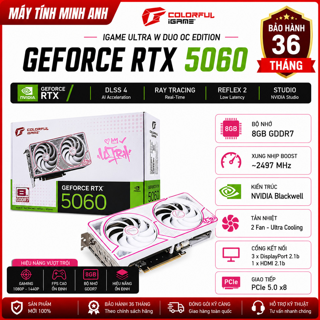 Card Màn Hình ASUS Dual GeForce RTX 5060 OC 8GB GDDR7 Chính Hãng | VGA RTX 5060 8G | Bảo Hành 36 Tháng | BigBuy360 - bigbuy360.vn