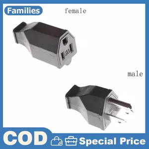 Đầu nối dây nguồn AC 125V 15A 3 chân Bộ chuyển đổi phích cắm US Hiệu suất cao 0 0 0 0 0
