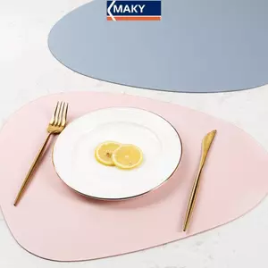 MAKY Hai Mặt Da PU Placemat Teacup Coaster Chống Thấm Nước Và Chống Dầu Thảm Trải Bàn Nhà Hàng Phương Tây Thảm Cách Nhiệt VN