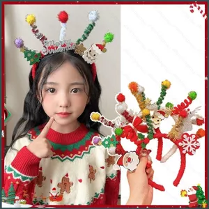 YT4 Giáng Sinh Dạ Quang Băng Đô Cho Trẻ Em Tóc Vòng Bông Tuyết Ông Già Noel Ảnh Đạo Cụ Phụ Kiện Tóc