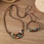 Bộ vòng cổ SAMO Boho, Dây hạt nhiều lớp Bộ trang sức hạt gỗ, Hạt gỗ sành điệu Dây buộc có thể điều chỉnh thủ công Trang sức dệt tay Trang sức mặc hàng ngày