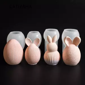 Khuôn Nến CATIYAHA, Khuôn Thạch Cao Phục Sinh Trứng Sọc, Sáng Tạo DIY Silicon Trứng Thỏ Thỏ Trang Trí Thủ Công Trang Trí Nhà
