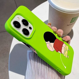 Ốp Bảo Vệ Silicon Lỏng Mềm Thích Hợp Cho iPhone 14 Pro Hoạt Hình Vui Nhộn Shin-Chan XSMax 17 Pro Max Không Khung 12 ProMax 15 Pro 11 13 Pro Max 16 Pro 14 XR