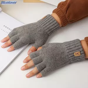 Bluelover Dệt Kim Thi Nhiệt Nửa Ngón Găng Tay Nam Nữ Mùa Đông Ngoài Trời Lái Xe Ngón Găng Tay Màn Hình Cảm Ứng Găng Tay Mới