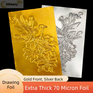 Giấy vẽ khắc EDIWANY, Giấy vàng Giấy nhôm dày 70 micron Giấy nghệ thuật, làm 20 * 30cm Khắc giấy DIY Giấy giấy nghệ thuật