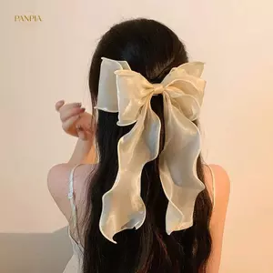 PNPIA- Thanh Lịch Tinh Tế Nơ Ruy Băng Kẹp Tóc Thời Trang Đơn Giản Màu Mùa Xuân Kẹp Tóc Retro Phụ Kiện Tóc