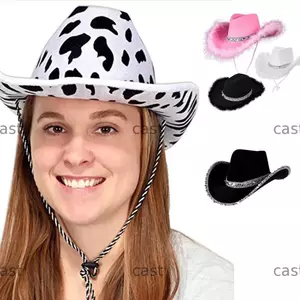 CAST Bò Cô Gái Mũ Nữ Sequin Cao Bồi Phụ Kiện Trang Phục Hóa Trang Đảng Sequin Bò Cô Gái Mũ