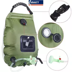 MAKY Túi Tắm Năng Lượng Mặt Trời 20L Sưởi Ấm Năng Lượng Mặt Trời Cắm Trại Túi Tắm Có Thể Tháo Rời Vòi Bật Tắt Đầu Tắm Có Thể Chuyển Đổi Vòi Sen Di Động VN