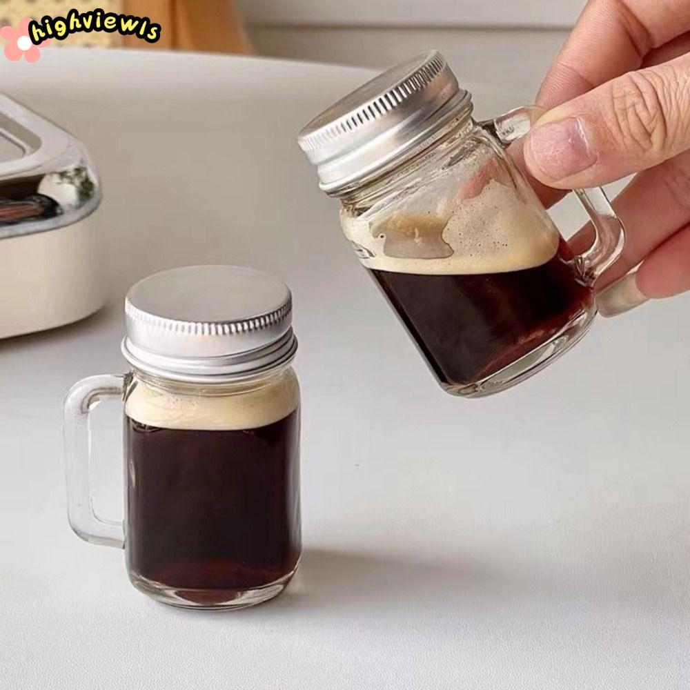 HIGHVIEWLS 1 Cái Chai Thủy Tinh Kín, Tiệc Tại Nhà Thanh Mini Mason Jar Chống Rò Rỉ, Lưu Trữ Rượu Vodka Bền 35ml Có Nắp Chai Nước ép Sữa Cà Phê Cho Mứt Mật Ong
