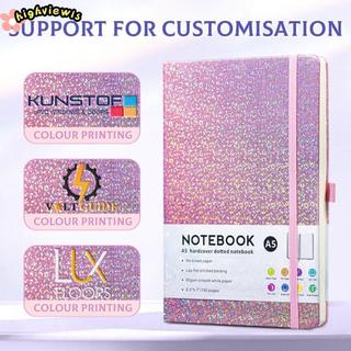 Sổ tay tạp chí long lanh HIGHVIEWLS, Sổ tay Notepad A5 Bling, 192 trang lót Sparkle College Ruled Hardcover Notebook dành cho nữ