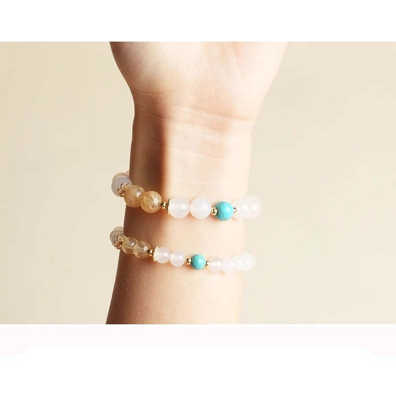 Vòng tay pha lê tự nhiên màu trắng tinh tế và tinh khiết