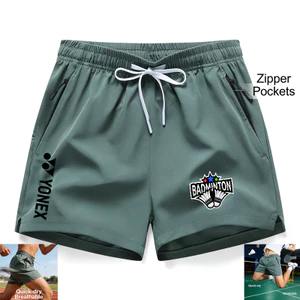 Quần short cầu lông Yonex, xẻ nhẹ, đi bộ đường dài và đi xe đạp ngoài trời, quần ba phần khô nhanh có túi, quần tennis và quần thể dục