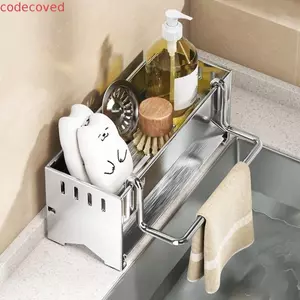 Giá bồn rửa chén nhà bếp CODECOVED, Cần treo Kệ thoát nước bọt biển có thể tháo rời, Thiết thực Nhanh khô chống nước Lỗ thoát nước Bồn rửa khăn đứng Trạm rửa chén